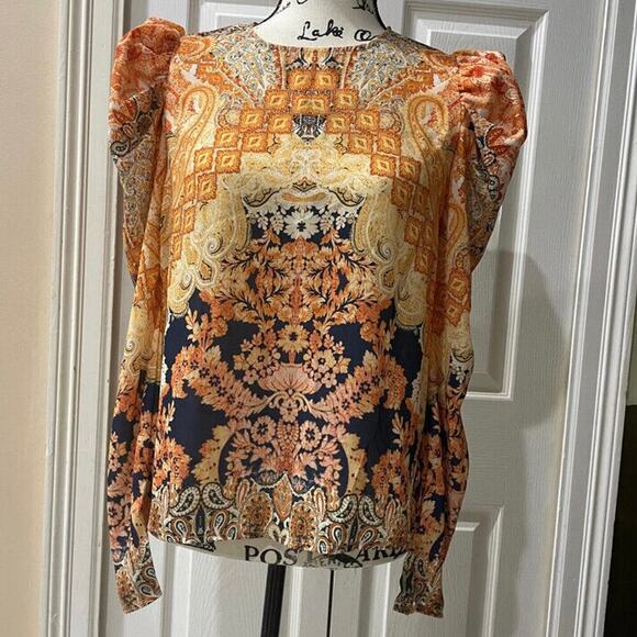 FLYING TOMATO BLOUSE BOROQUE PAISLEY SZ XS PUFFED SLEEVES FAIRY CORE - Picture 2 of 16